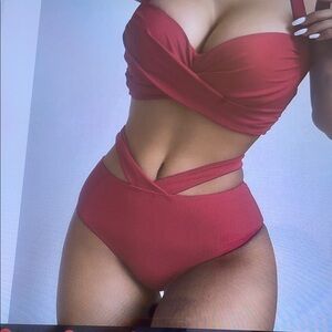 Elegant Red Women's Swimwear